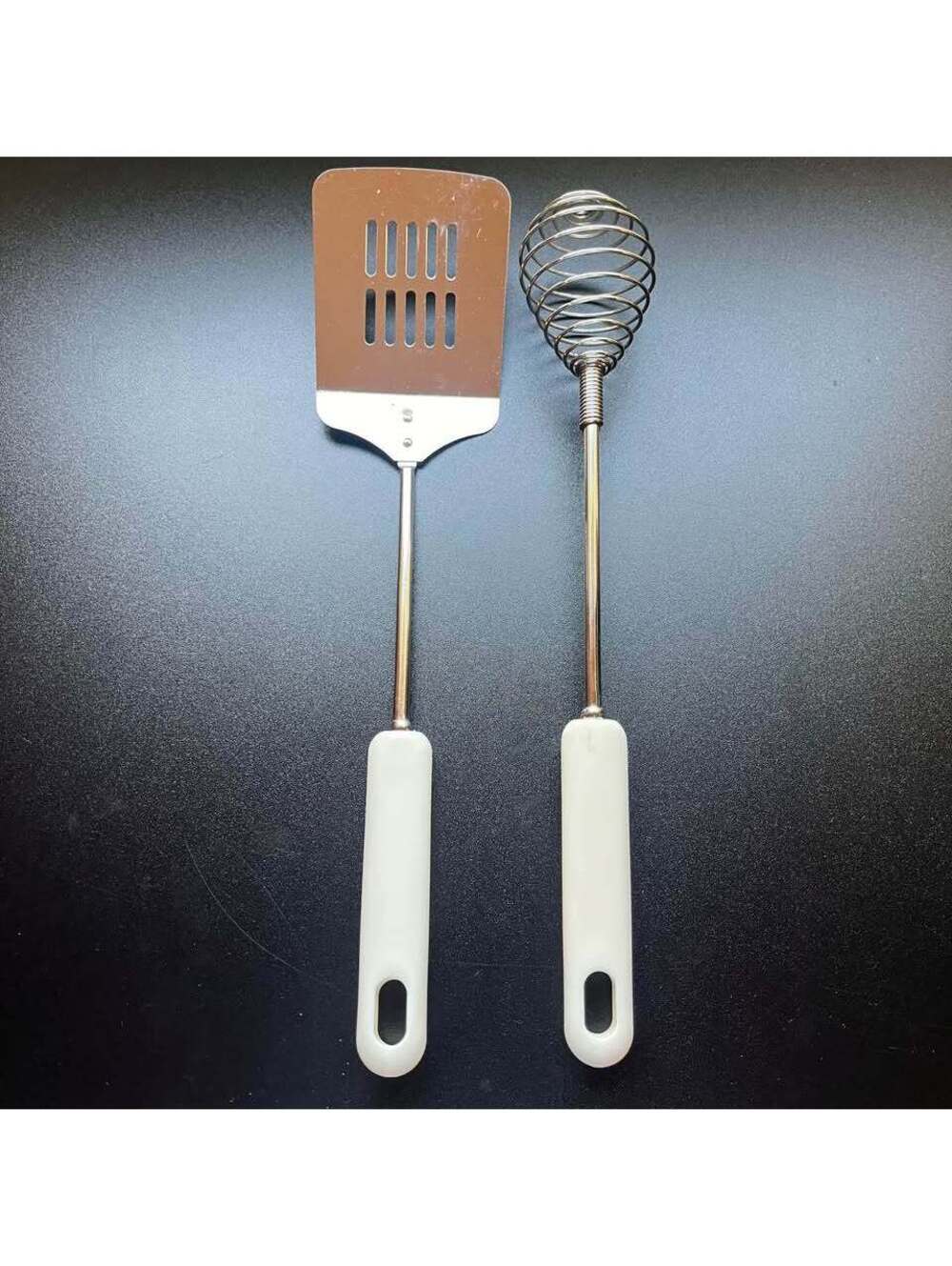 Vintage Stainless Steel Spatula and Coil Whisk Set